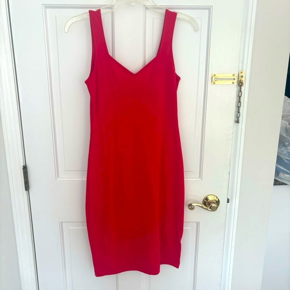 Vintage Y2K bodycon fitted midi dress red